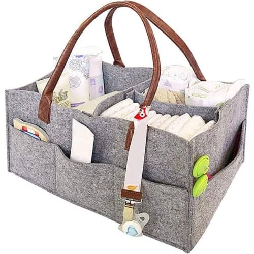 Portable Foldable Felt Diaper Storage Bags Kids Clothes Handbag Baby Care Maternity Bags Removable Nappy Changing Partitions Bag