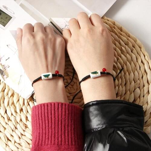 Adjustable Solemn Pledge Of Love Couple Bracelets Lovers Rope Weaving Attract Alloy Eachother Magnet Valentines Day Gift