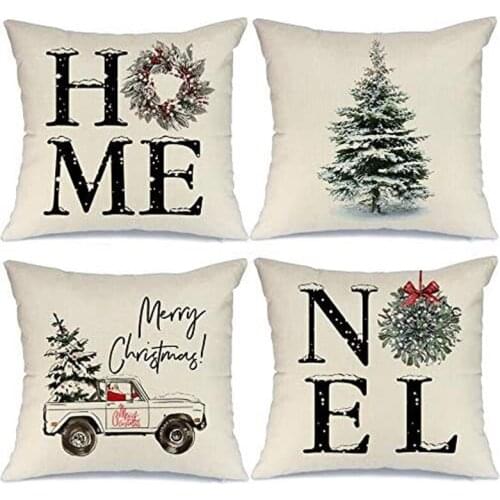Christmas Pillow Covers,Home Christmas Tree Rustic Winter Holiday Throw Pillows Farmhouse Christmas Decor for Home