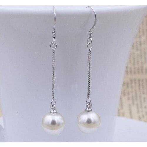 Pearl Long Drop Earrings For Women silver color Tassel Earing Dangle Earring Earings Jewelry Brinco Oorbellen Jewelry Gift A2538