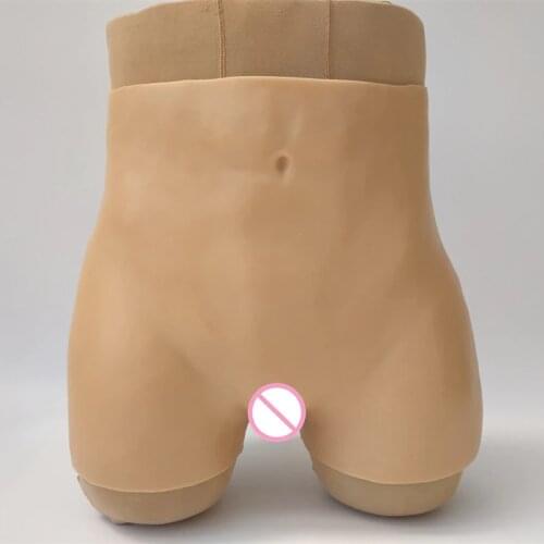 High waist Silicone Vagina Transformation Panties Vagina/Anus Double Channel Penetrable Crossdresser Shemale Fake Butt Panty