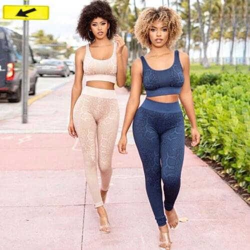 Sport 2 Piece Set Women High Waist Yoga Leggings Crop Top Sport Bra Suit Sexy Gym Milk Silk Printing Fitness Active Wear