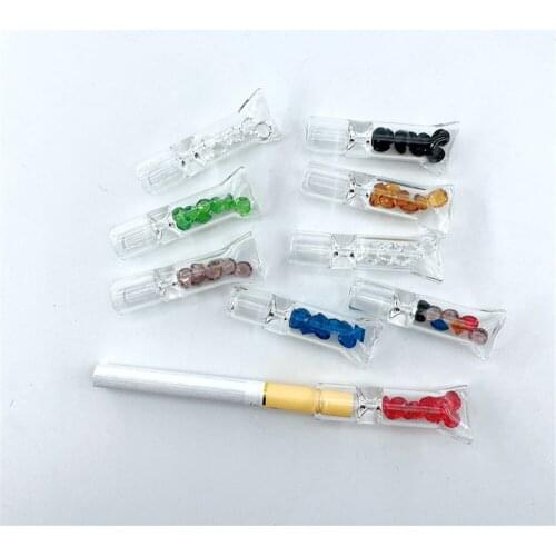 Glass Cigarette Filter Tip with Diamond 8mm Cigarette Butt Tip Filter Set, Extra Large Paper Cone Smoking Accessories