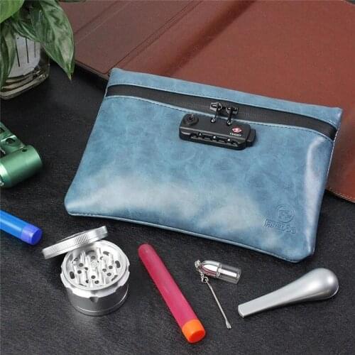 Bag Leather Pouch With Combination Lock For Herb Odor Proof Stash Container Case Storage Waterproof