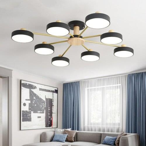 LED Pendent Lights With Metal Lampshades For Living Room Wooden Lustres 220V Pendent Lamp Hanging Lamp Supension Light Fixture