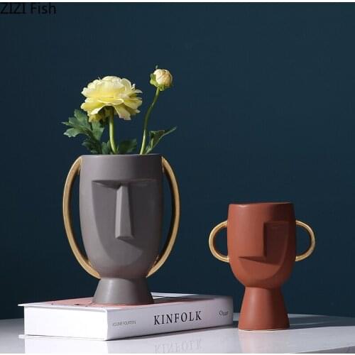 Abstract Figure Vase Character Bust Flower Arrangement Ceramic Vases Desktop Decoration Crafts Sculpture Modern Home Decor