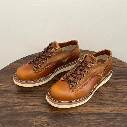 Yomior Spring Vintage Casual Men Shoes Handmade Quality Ankle Boots Cow Leather British Platform Boots Tooling Motorcycle Boots