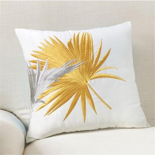 High Quality Yellow/Green Cushion Palm Leaf Decor Pillow Sofa Throw Pillow Handmade Embroidery Cushions Home Decor Accessories
