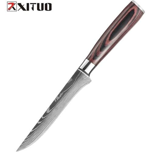 XITUO 5 inch Curved Boning Knife Kitchen Stainless Steel Chef Knife Bone Salmon Sushi Petty Raw Fish Filleting Knife Cooking