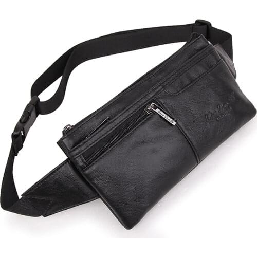 High Quality Genuine Leather Men Sling Chest Messenger Bag Shoulder Cell Phone Bag Travel Hip Bum Belt Purse Waist Pack Bag