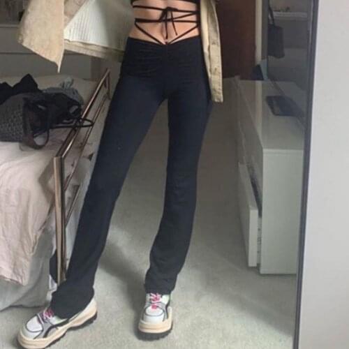 Sisterlinda Spring Fashion High Waist Straight Pant Women 2020 Casual Street Bandage Trousers Ladies Party Clubwear Pant Outfits