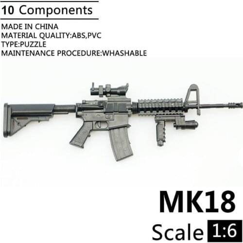 1:6 MK18 Carbine Assault Rifle Gun Plastic Assembled Firearm Puzzle Model For 1/6 Soldiers Military Weapons Building Blocks