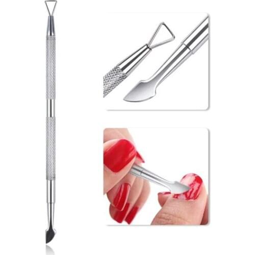 1pc Nail Pushes Stainless Steel Double-end Silver Manicure Nail Gel For Remove Planer Cuticle Nail Tools Nail Accessories