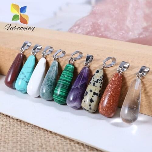 1pcs Charms Natural Stone Water Drop Pendant Necklace Crystal Agates Wholesale