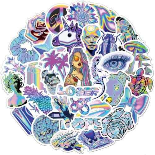 10/30/50PCS INS Style Holographic Laser Graffiti Stickers DIY Bike Skateboard Fridge Laptop Luggage Cool Cartoon Sticker Decal