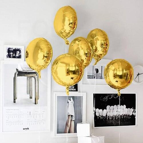 10pcs 18 inch Gold Pink Round Shape Foil Balloons Wedding Decoration Happy Birthday Decoration Kids Toys Helium Balloon PA109