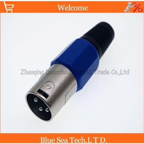 10 PCS Audio MIC Connector XLR 3 Pin Male 3P XLR KTV Microphone/ Speakers plug, Silver with blue sheath