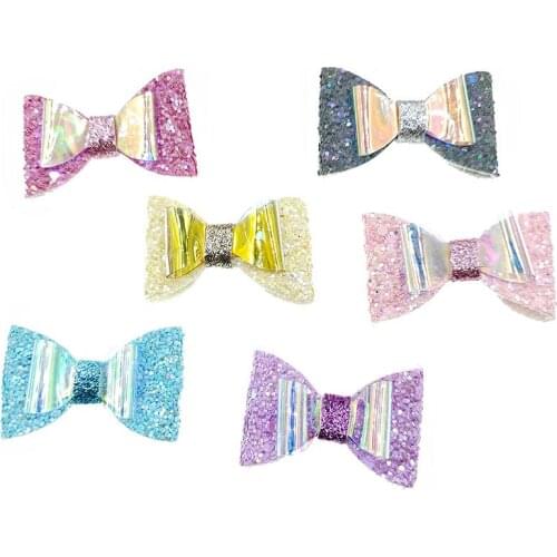 10pcs/lot glitter and shiny handmade bows for DIY childrens hair clip and clothing accessories