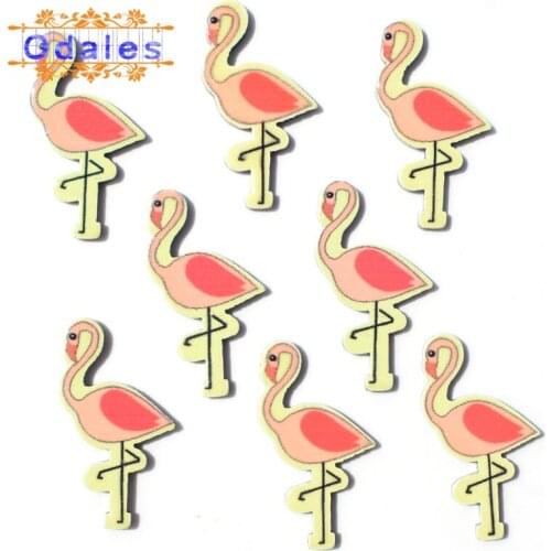 10Pcs/lots Kawaii Flamingo Acrylic Flat Back Resin Button DIY Crafts Supplies Cabochons Embellishment Scrapbooking