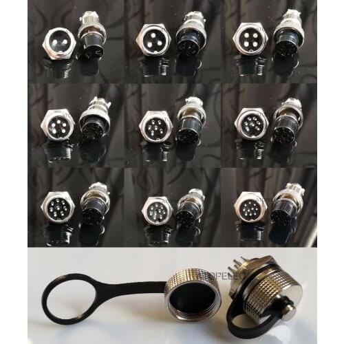 2 Sets GX16 16mm Aviation Plug Metal Panel Female+Male Connector+Metal Waterproof 2pin/3pin/4pin/5pin/6pin/7pin/8pin/9pin/10pin