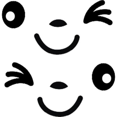 2Pcs Creative Lovely SMILING FACE Reflective Car Stickers Funny Car Stickers Rearview Mirror Decals CT-577