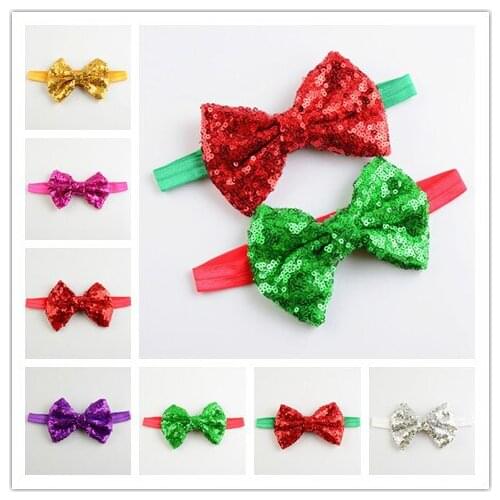22 pcs/lot , Baby Girls Sequin Bow headband, glitter bow headbands, Top knot bow headband