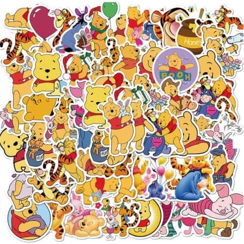 50pcs Cartoon Can Be Wholesale Winnie The Pooh Graffiti Stickers Luggage Laptop Waterproof Without Leaving Glue Stickers Toys