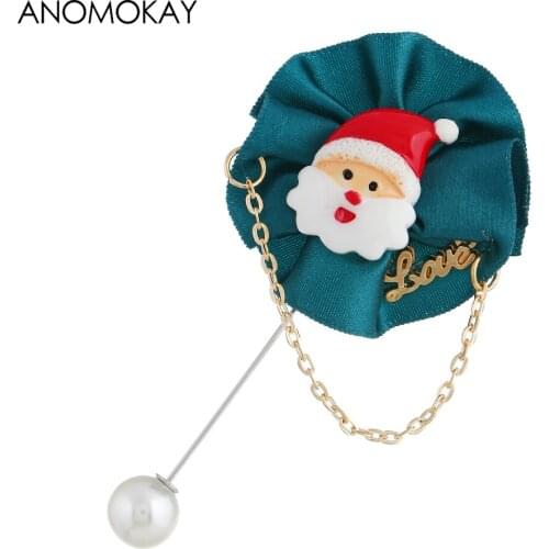 6 Style European & American Fashion Santa Christmas Brooch Pins Multi-Color Enamel Crystal DIY Xmas Gift for Women Girls Boys