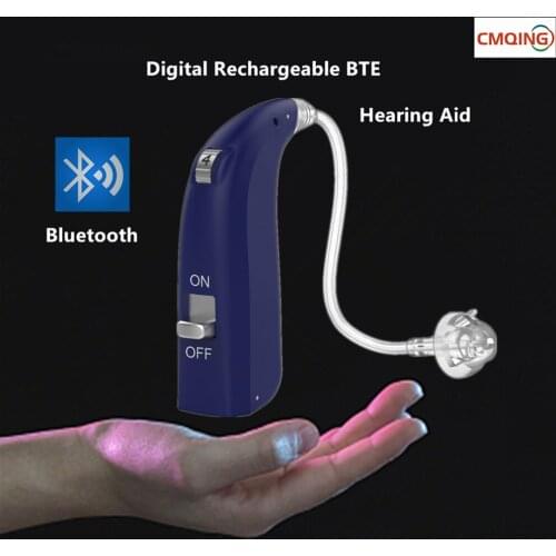 Digital Hearing Aids Bluetooth 8 Channel Mini Ear Sound Amplifier Professional Rechargeable Hearing Aid BTE Wireless Ear Care