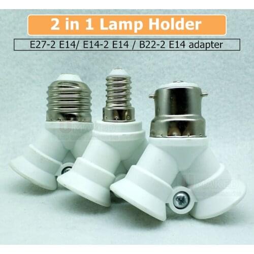 E14 to 2 heads E14 lamp holder converter, E27 to 2 heads E14, E27 to 2 heads E27 Lamp Adapter lamp holder