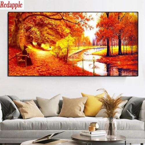 Diamond Painting Autumn tree, park landscape Cross Stitch Diamond Mosaic Picture Rhinestone Embroidery crystal Beaded Handicraft