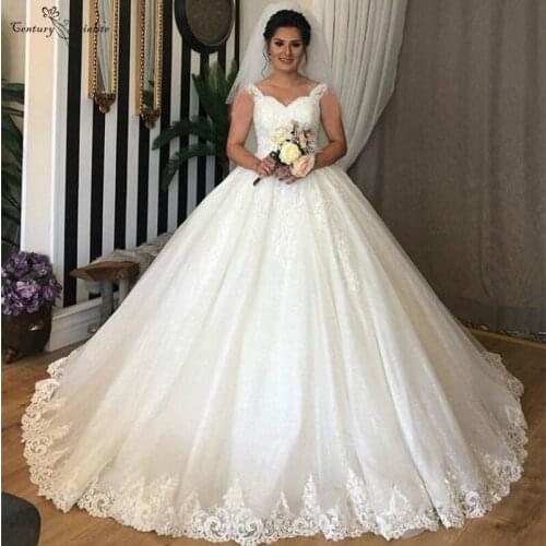 2020 Shiny Princess Wedding Dresses Lace Appliques Sweetheart Corset Back Ball Gown Bride Dress Bridal Gowns Vestido De Noiva
