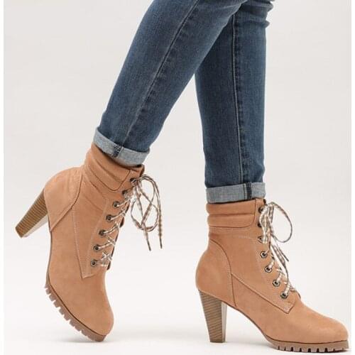 Black 8CM High Heel Platform Boots Women Winter Shoes Short Fur Ankle Boots Womens Boots Faux Suede Leather Ladies Shoes Female