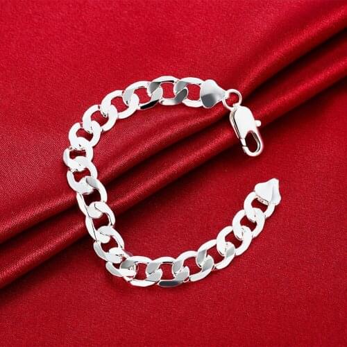 Hot 925 sterling silver Classic 10MM geometry chain Bracelets for mens women fashion party fine noble Jewelry Christmas Gifts