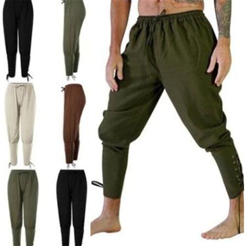 Viking Pirate Trousers for Medieval Cosplay Middle Ages Leg Bandage Loose Halloween Carnival Stage Renaissance Adult Pants