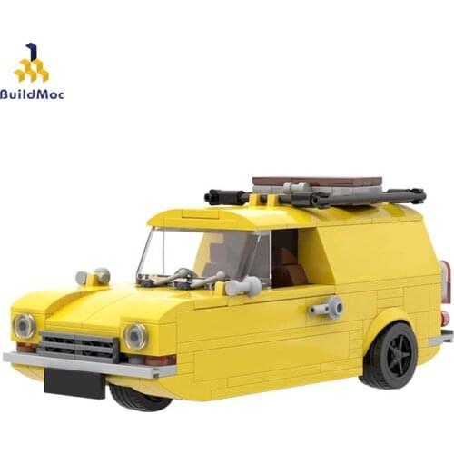 Buildmoc High-tech Yellow Car in TV Only Fools and Horses Building Block City Classic Race Vehicle Supercar Model Toys for Boys