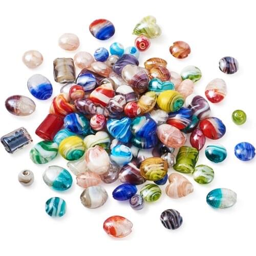 1 Box Mixed Shapes Handmade Lampwork Beads Loose Beads for Jewelry Making DIY Accessories Findings