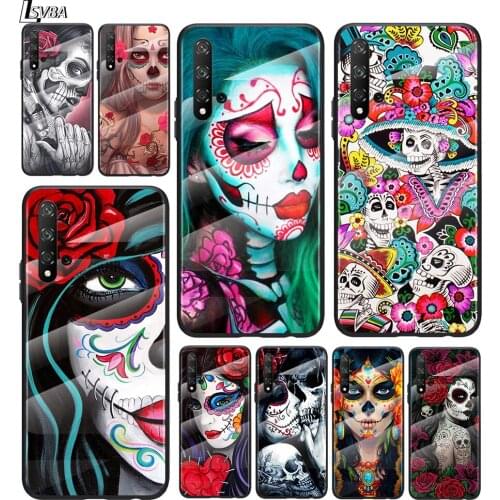 Catrinas and skull For Honor 30 20 10 9X 8X Pro Plus Lite Tempered Glass Hot New Shell Luxury Cover Phone Case