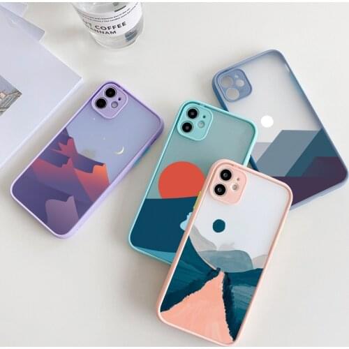 Mountain Sunset Scenery Phone Case For iPhone X XR XS MAX 6s 7 8 Plus SE 2020 11 12 Pro Max Sunrise Hard Shockproof Back Cover