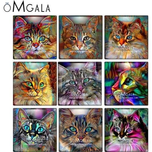 Punk Style Cats Aniamls Ink Paintings 10pcs mixed 12mm/20mm/25mm/30mm photo glass cabochon demo flat back Making findings
