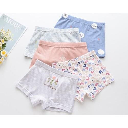 5Pcs/lot Girls Cotton Boxer Briefs Girls Panties Boxer Shorts Underpants Childrens Panties Kids Underwear For 2-14 Years GU202