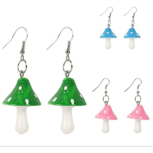 Fashion Woman Sweet Fresh Handmade Plastic Simulation Mushroom Earring Jewelry Accessories Gift