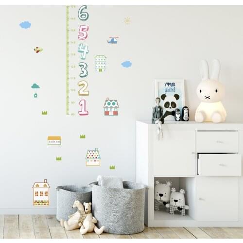 Cartoon Height Measure Wall Stickers for Kids Rooms numbers Height Chart Ruler Vinyl Removable Wall Decals Nursery Home Decor