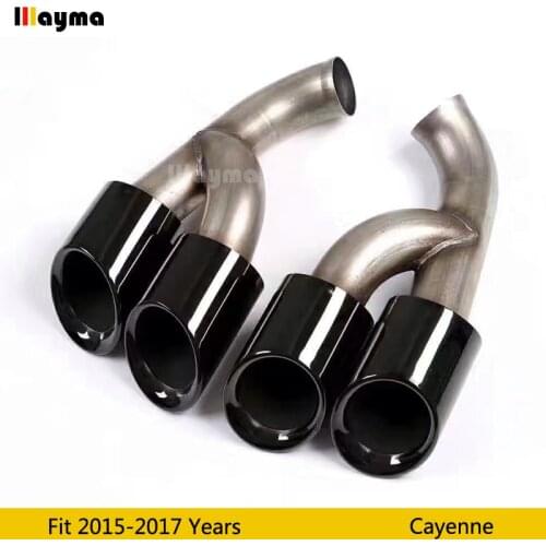 GTS style Gloss black Tail Exhaust Tips Muffler Pipe For Porsche Cayenne 2015-2017 year Cayenne Stainless steel mufflers