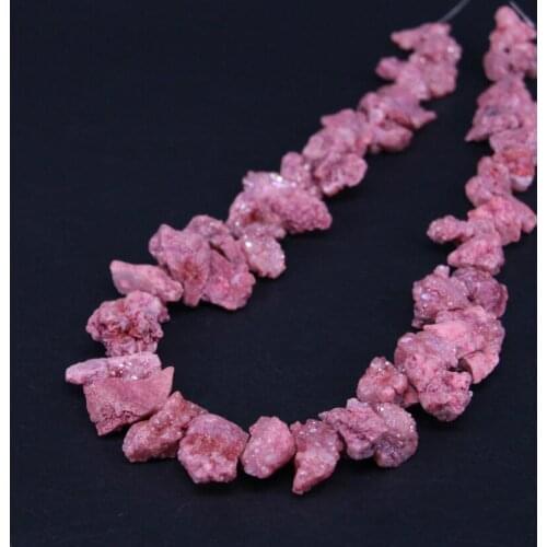 15.5"strand Titanium Red Natural Quartz Geode Drusy Freeform Nugget Loose Beads,Raw Crystal Agates Druzy Chips Pendant Jewelry