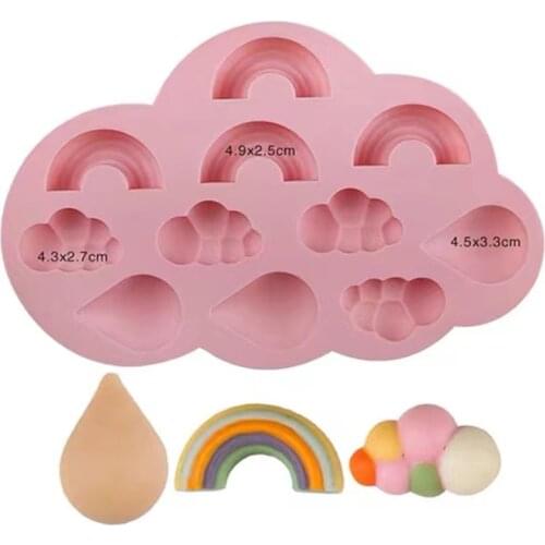 New Cloud Rainbow Raindrops Epoxy Resin Silicone Mold for DIY Chocolate Ornaments Plaster Candy Jewelry Key Chain Fondant Mould