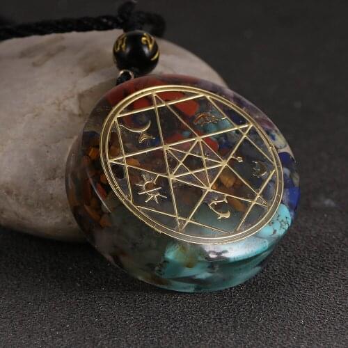 Colorful Chips Stone Natural Chakra Orgone Energy Pendant Necklace Pendulum Amulet Orgonite Crystal Necklace