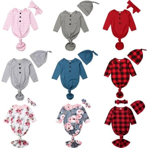 Newborn Infant Baby Swaddle Blanket Sleeping Swaddle Muslin Wrap+hat/headband