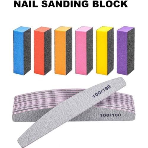 16Pcs/Set Nail File Buffer Half Moon Shape Double-Sided Sandpaper Professional Nail Sanding Grinding File Tools for Manicure