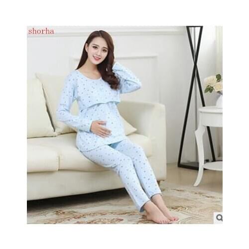 Maternity Nursing Pajamas set Soft Comfortable Breastfeeding Sleepwear Maternity Pajama Nightgown Set size m-xxl